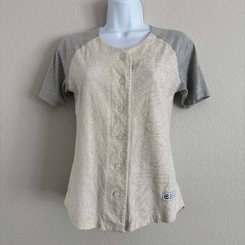 Crooks & Castles Short‎ Sleeve Button Front Baseball Style Top Logo XS Y2K
